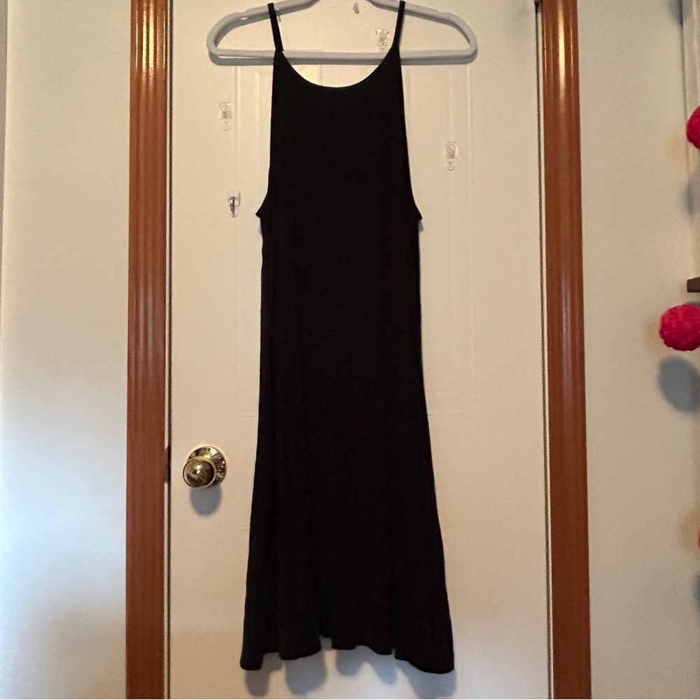Old Navy Black Sleeveless Midi Swing Dress